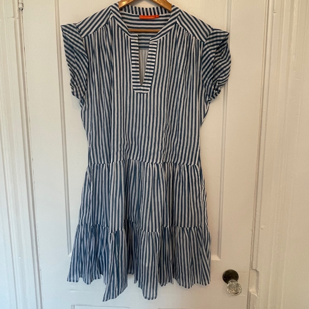 Blue and white striped summer dress